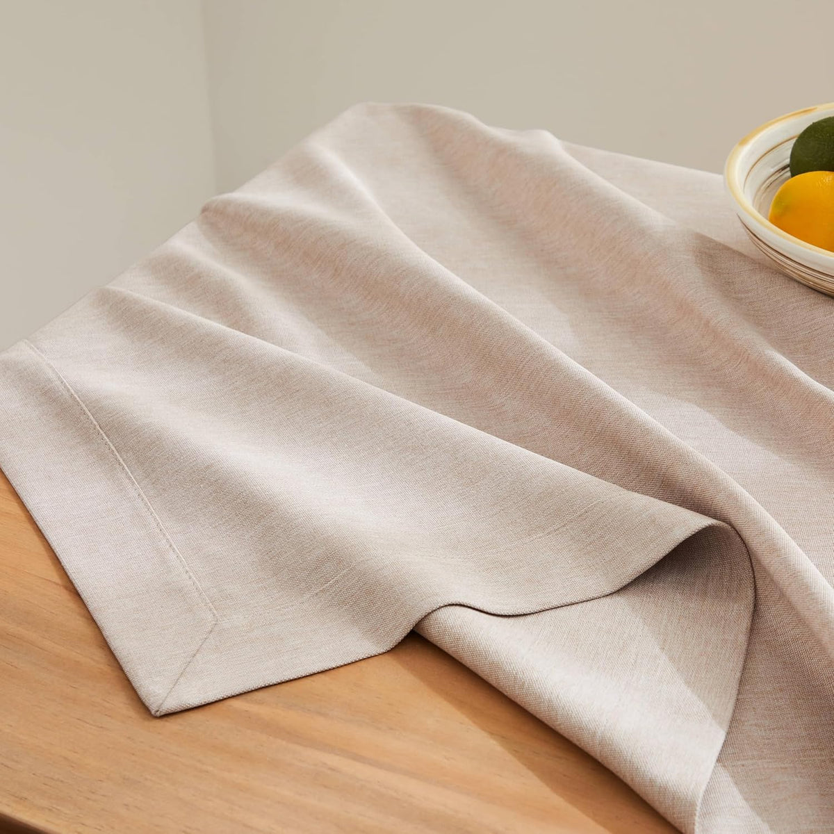 ZeeMart Linen Textured Rectangle Table Cloth, 60x104 Inch Light Tan