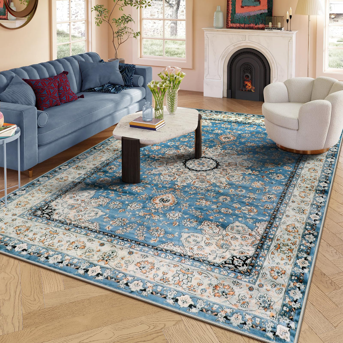 Lahome Felice Boho Tribal 2x3 Washable Small Rugs for Entryway Doormat Indoor Entrance, Throw Rugs with Rubber Backing, Bohemian Soft Non-Slip Bathroom Carpet for Bath Front Door Kitchen Floor
