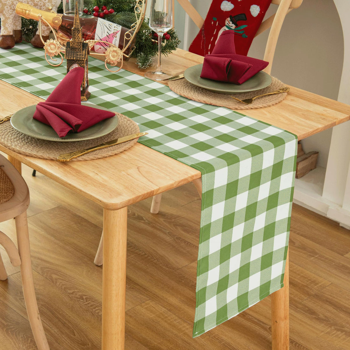 Waterproof Checkered Tablecloth Fabric - Rectangle 58x84 Inch Classic Gingham Buffalo Plaid Table Cloth for Indoor/Outdoor Use - Washable Table Cover for Kitchen, BBQs, and Parties