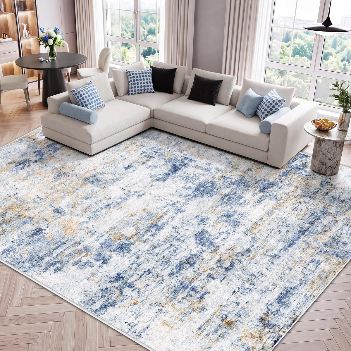 LIVELYGLOW 5x7 Washable Vintage Area Rug, Bedroom Dorm Rug