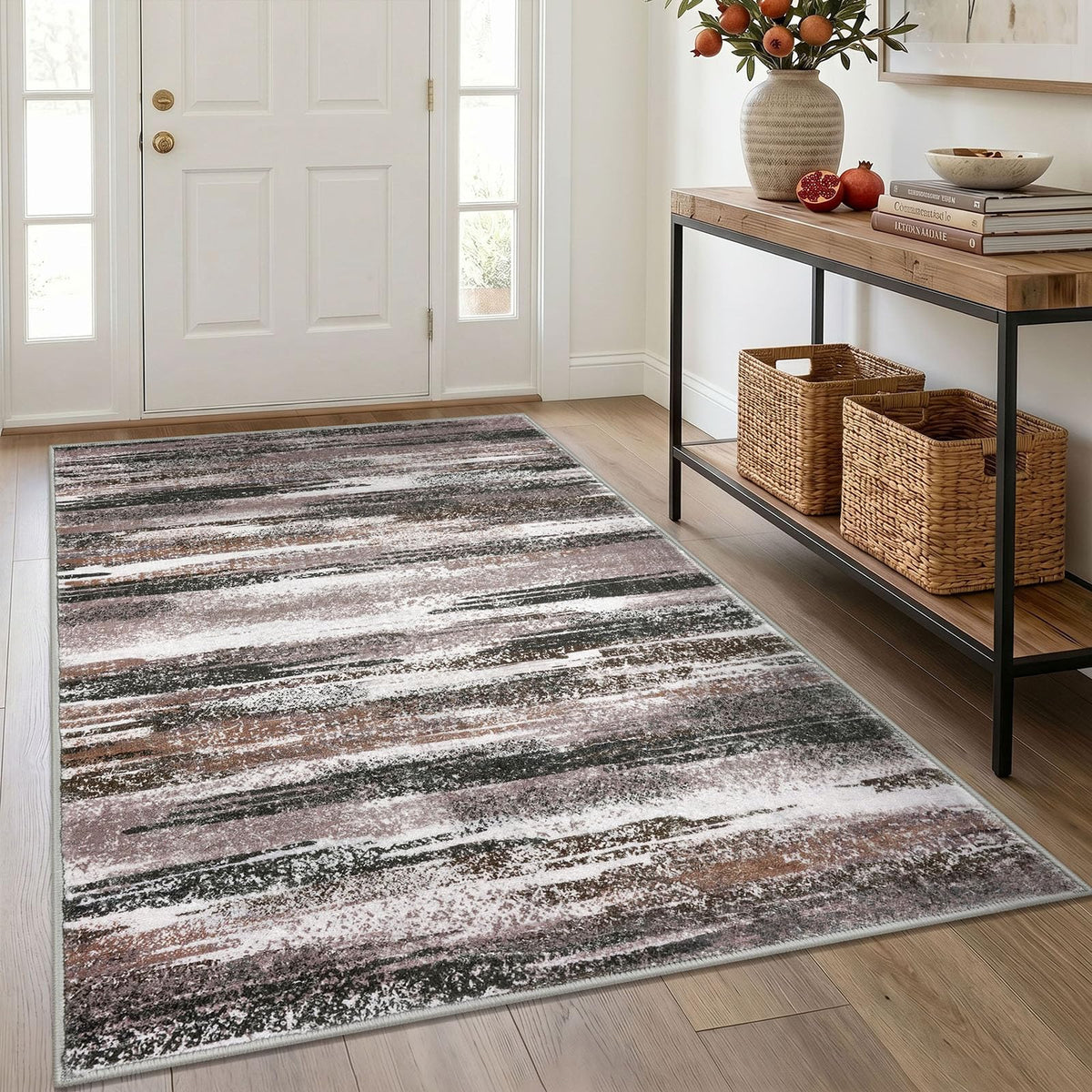 Lansny Abstract 2x3 Area Rug Small Washable Entryway Rug Non Slip Door Mat