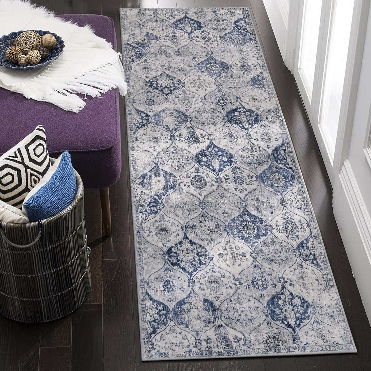 Lahome Moroccan Machine Washable Rugs for Living Room, 4x6 Rug for Bedroom