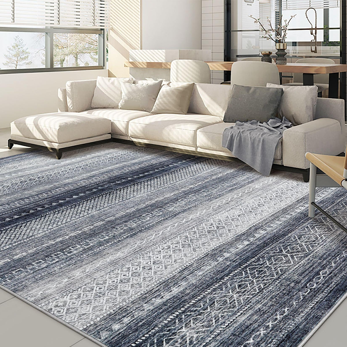 Nakagishi Boho 5x7 Area Rug Living Room Rugs Machine Washable Beige/Brown