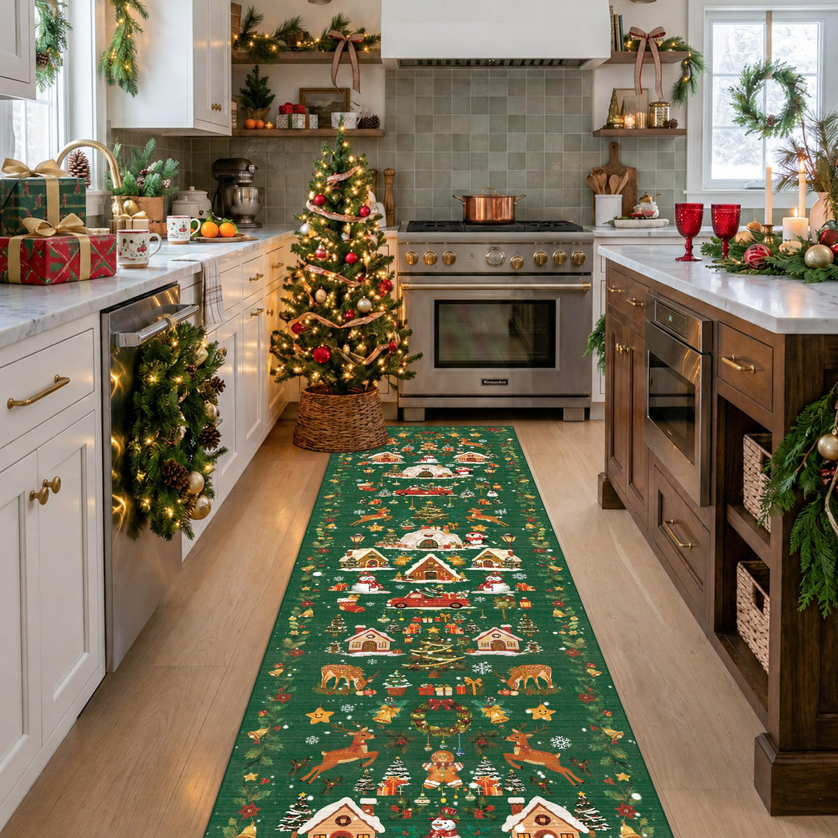 Hallway Washable Runner Rug - 2x10 Kitchen Rugs Entryway Rug Runner Vintage Soft Floor Mat Non Slip Indoor Farmhouse Carpet for Bathroom Living Room Bedroom (2 X 10, Beige)