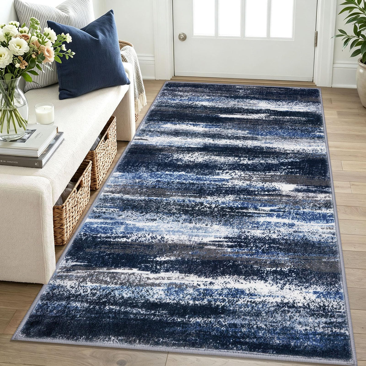 Lansny Abstract 2x3 Area Rug Small Washable Entryway Rug Non Slip Door Mat