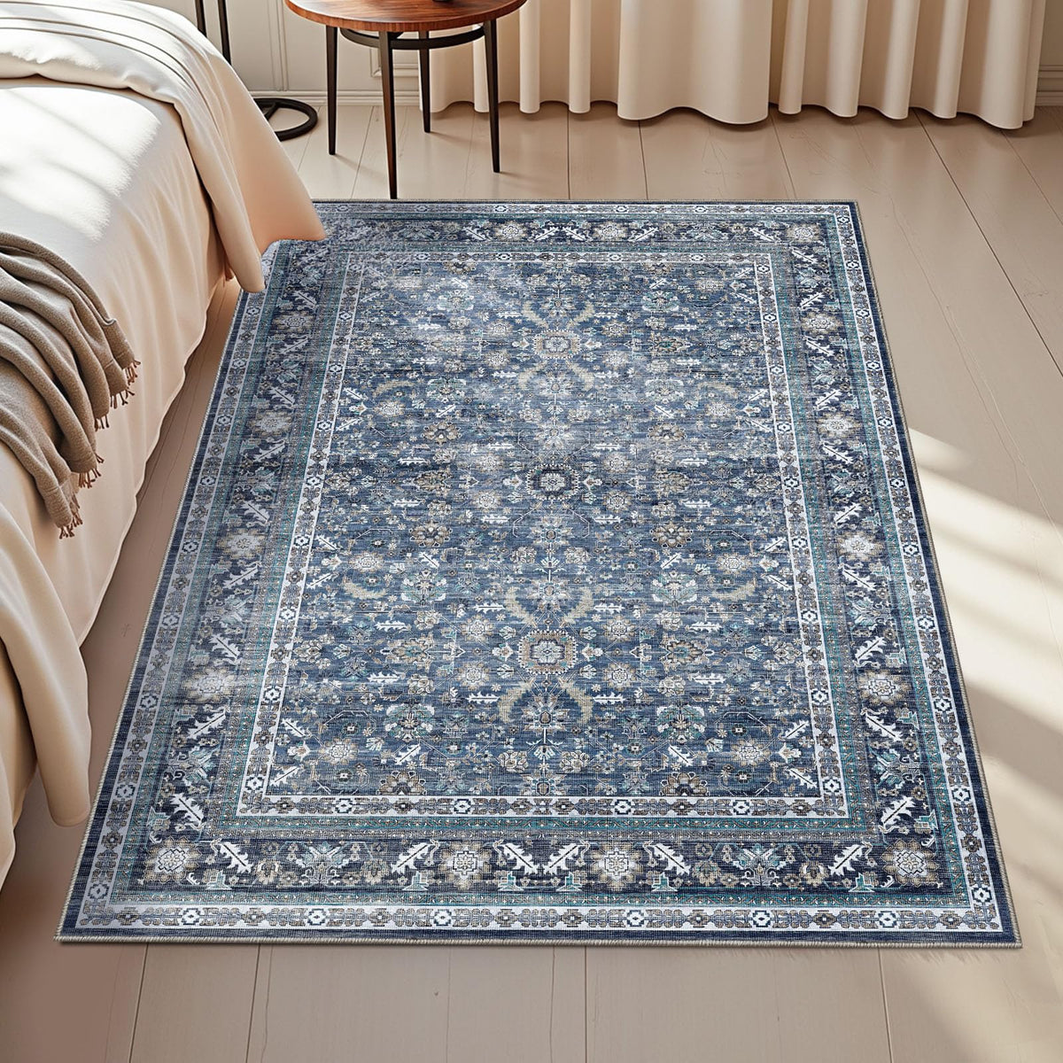 OPPODREAM Vintage Blue Area Rugs 5x7, Washable Rug for Living Room