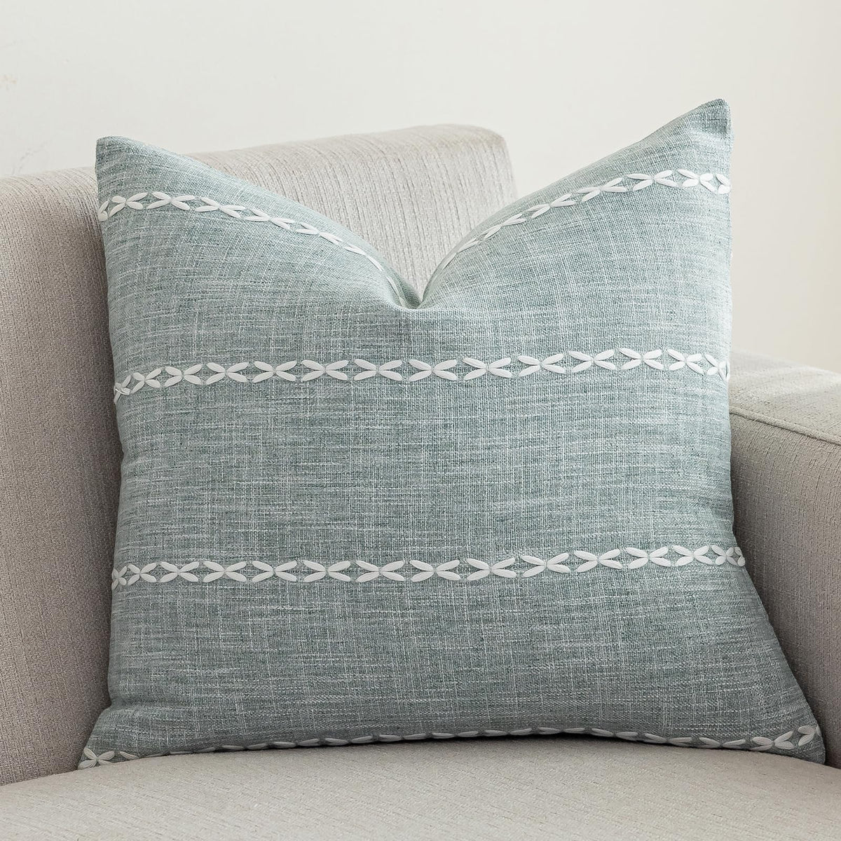 vctops Rustic Lattice Cotton Linen Decorative Throw Pillow Cover Embroidery Square Cushion Cover Pillowcase for Sofa Bedroom Couch (Plaid Coffee,18"x18")