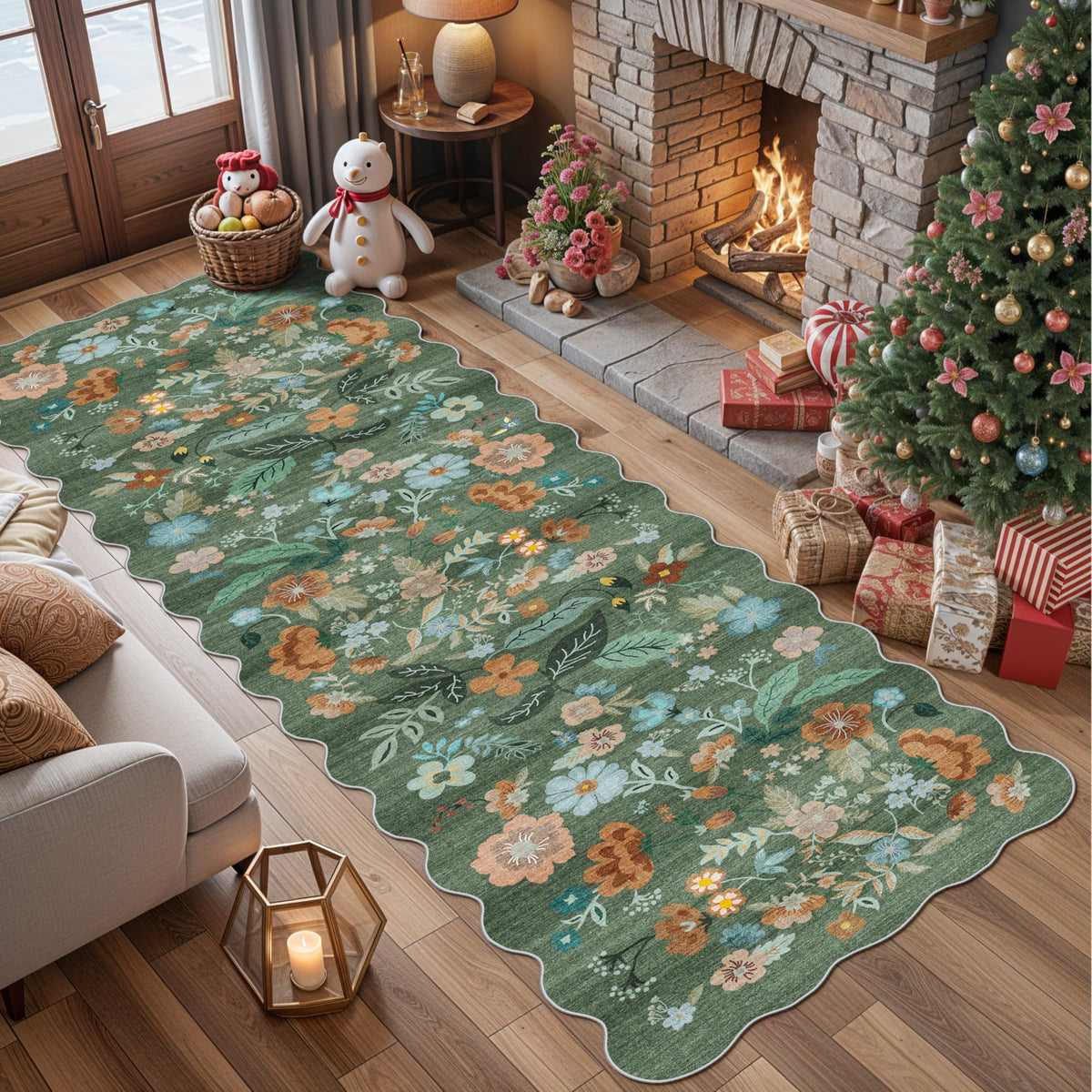 Hallway Washable Runner Rug - 2x10 Kitchen Rugs Entryway Rug Runner Vintage Soft Floor Mat Non Slip Indoor Farmhouse Carpet for Bathroom Living Room Bedroom (2 X 10, Beige)
