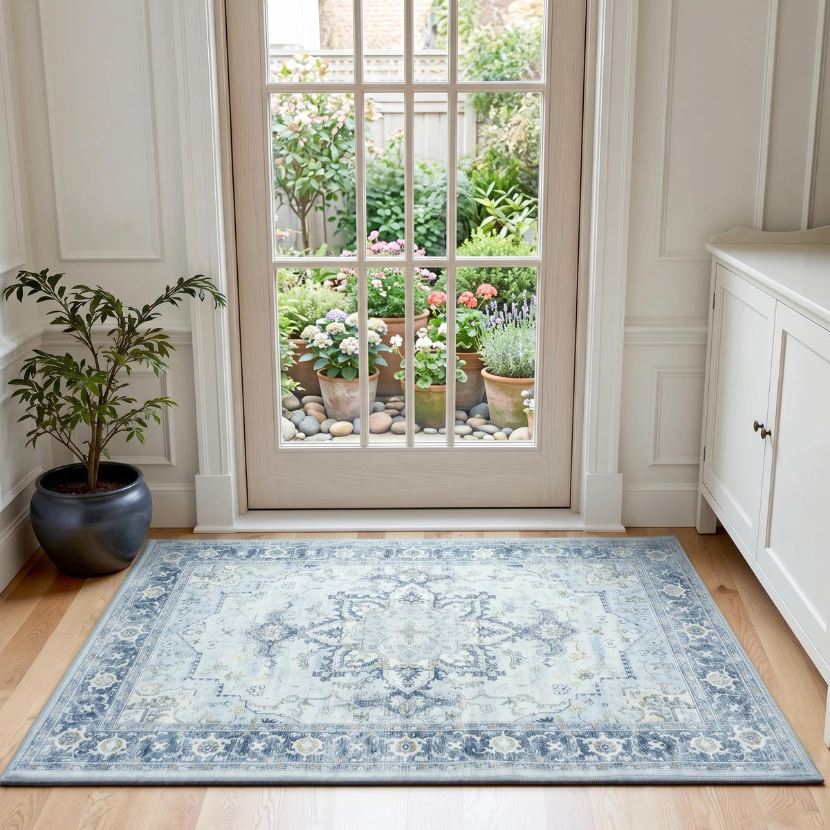 Lofus 5x7 Area Rugs for Living Room Bedroom, Soft Boho Carpet Floral Brown