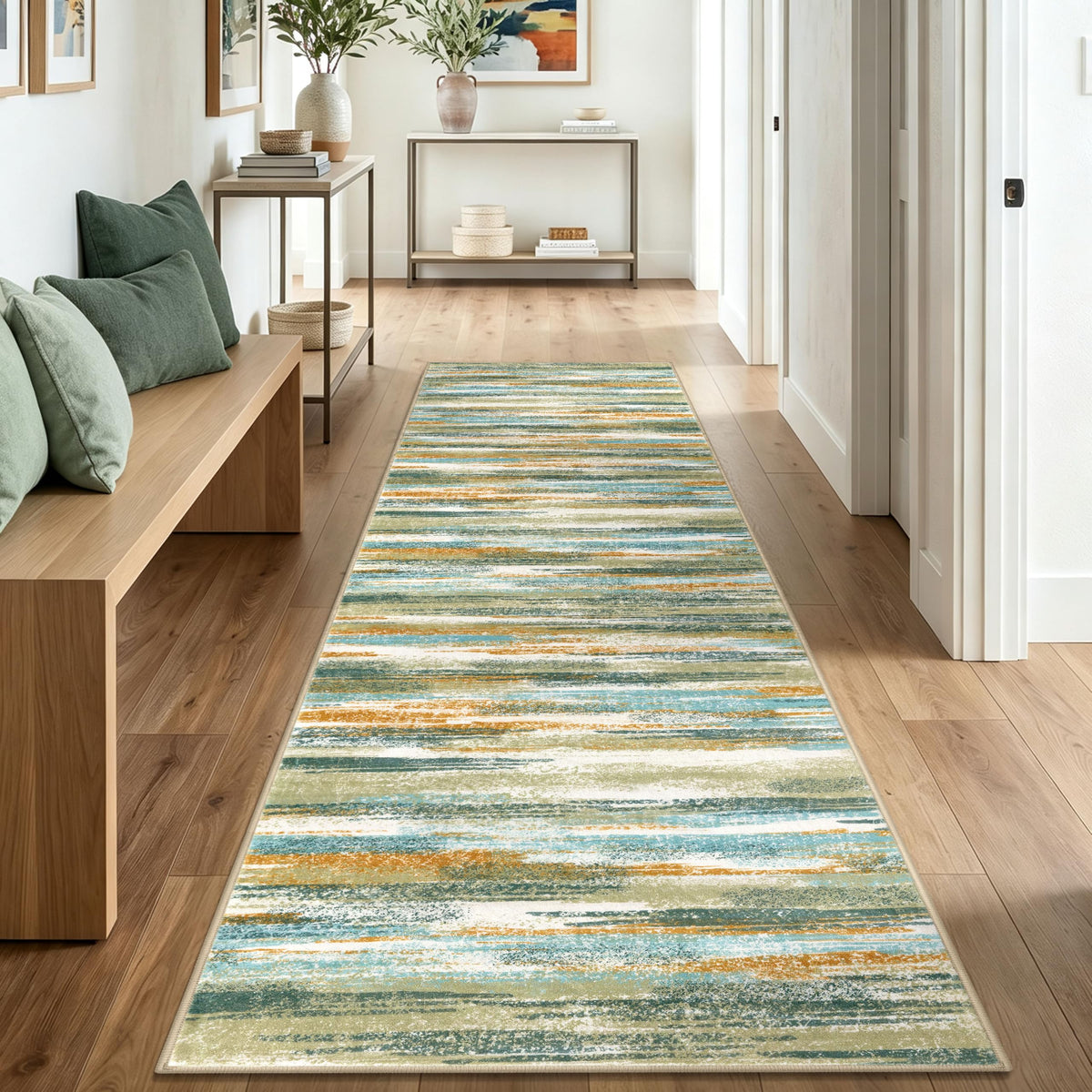 Lansny Abstract 2x3 Area Rug Small Washable Entryway Rug Non Slip Door Mat