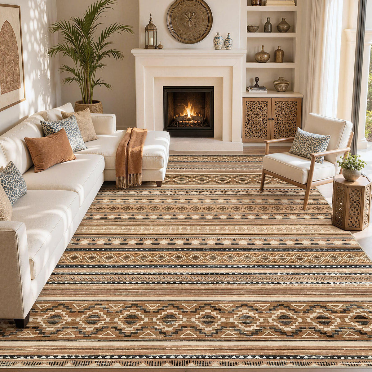 cotiled Boho 5x7 Area Rugs for Living Room: Soft Moroccan Washable Rug