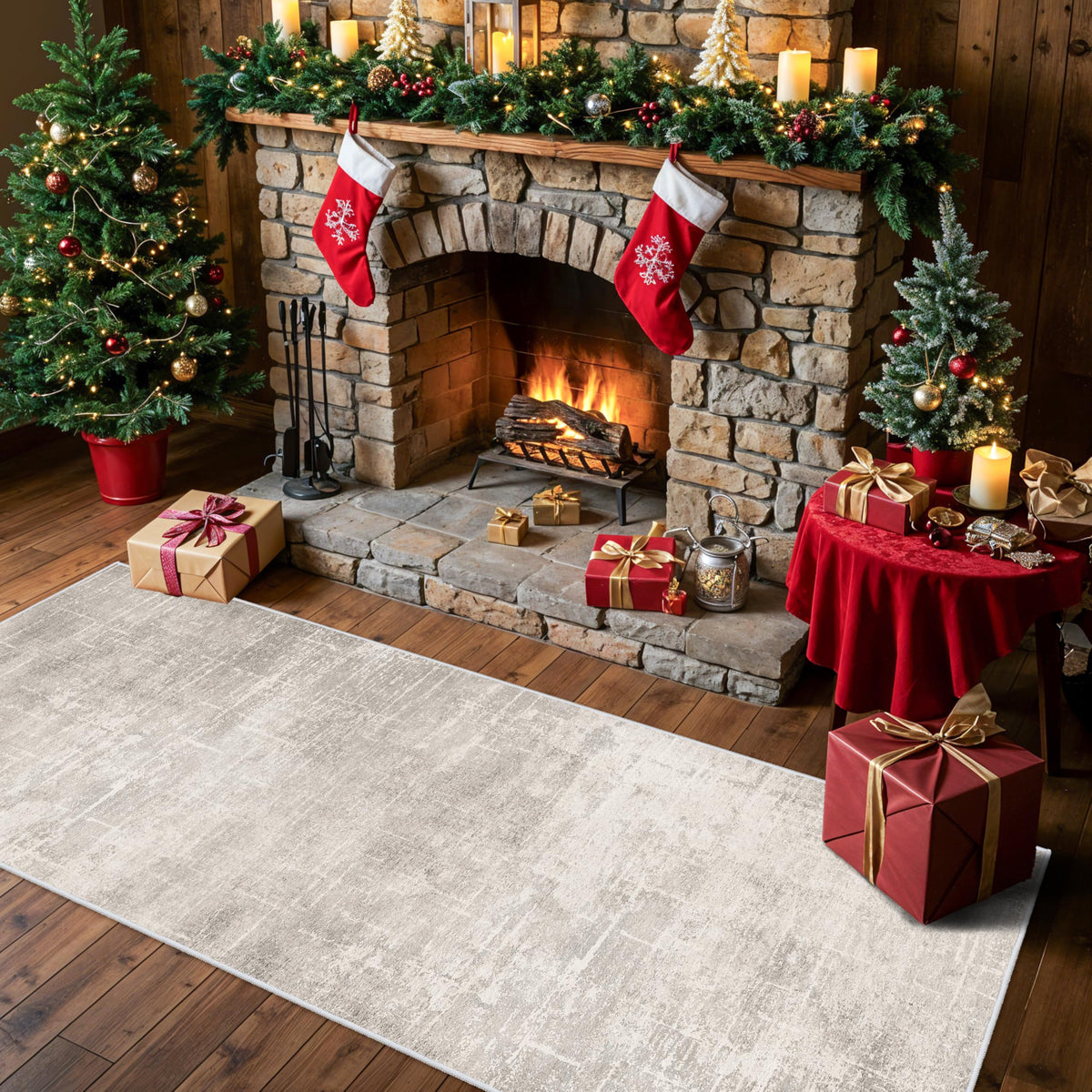 Hallway Washable Runner Rug - 2x10 Kitchen Rugs Entryway Rug Runner Vintage Soft Floor Mat Non Slip Indoor Farmhouse Carpet for Bathroom Living Room Bedroom (2 X 10, Beige)