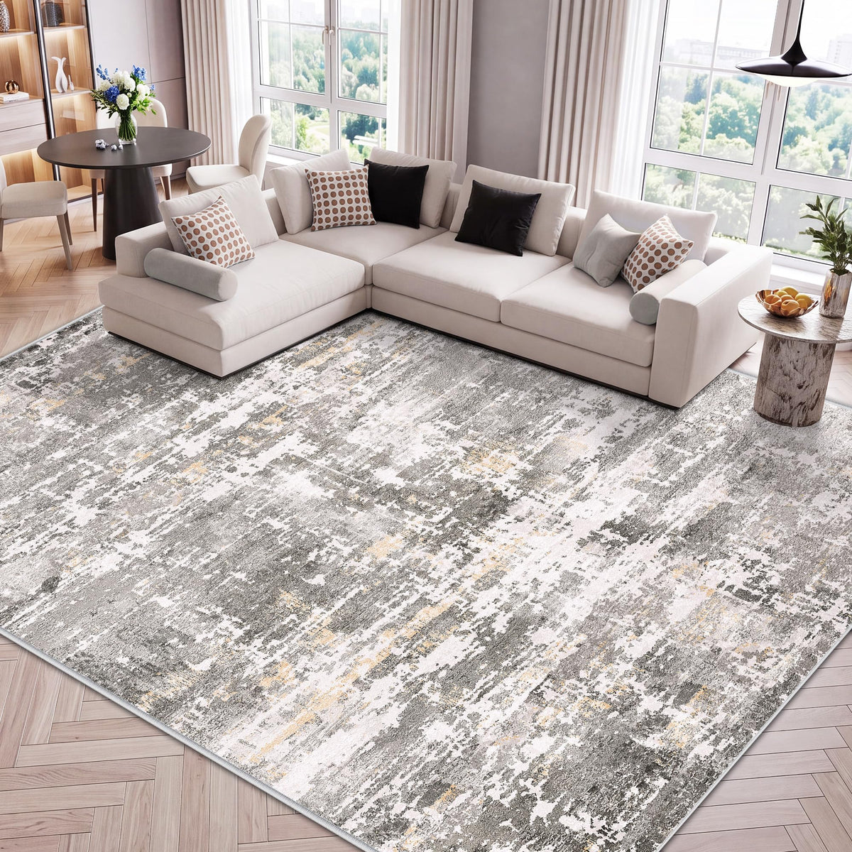 LIVELYGLOW 5x7 Washable Vintage Area Rug, Bedroom Dorm Rug