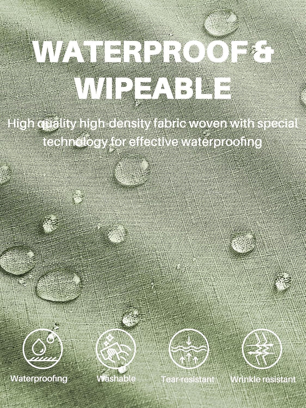IVAPUPU Textured Linen Rectangle Table Cloth, Sage Green, 52 x 70 Inch