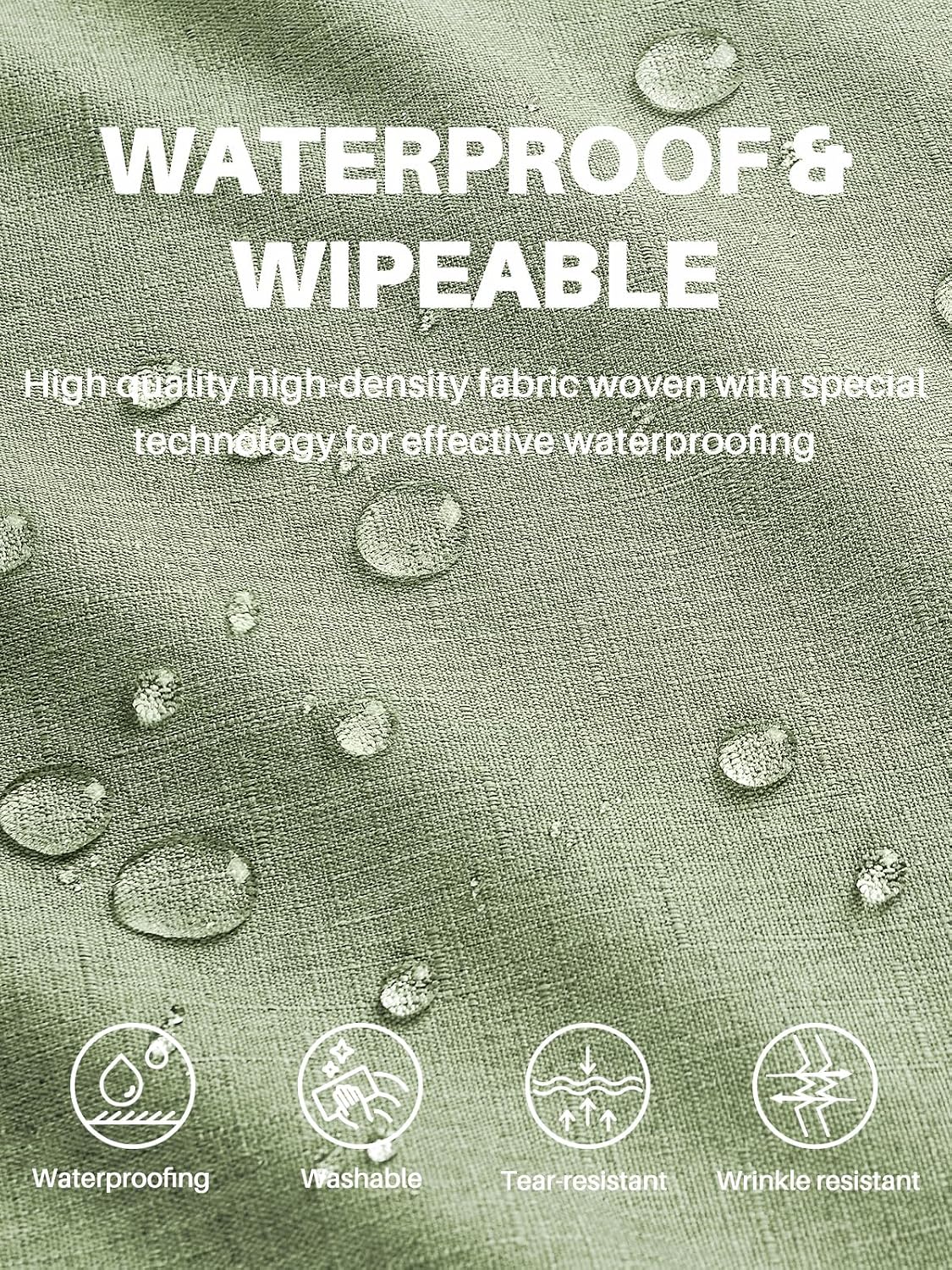 IVAPUPU Textured Linen Rectangle Table Cloth, Sage Green, 52 x 70 Inch