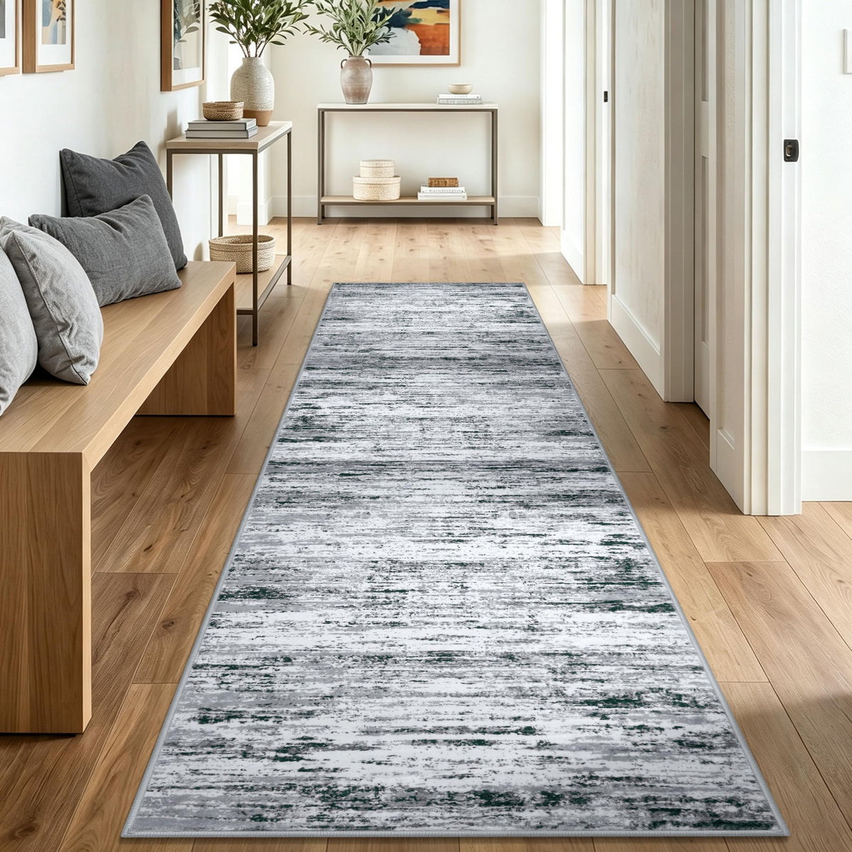 Lansny Abstract 2x3 Area Rug Small Washable Entryway Rug Non Slip Door Mat