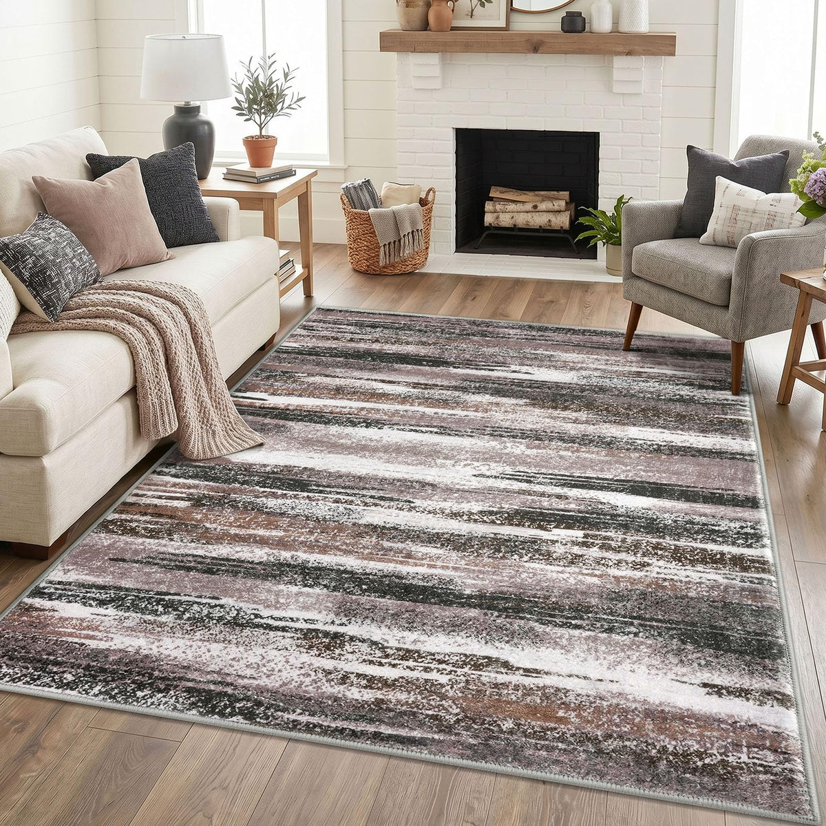 Lansny Abstract 2x3 Area Rug Small Washable Entryway Rug Non Slip Door Mat
