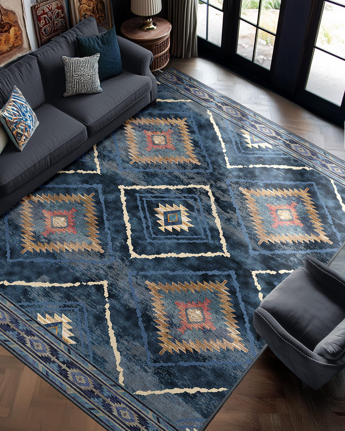 BESTSWEETIE 5'x7' Washable Area Rug for Living Room Bedroom Black