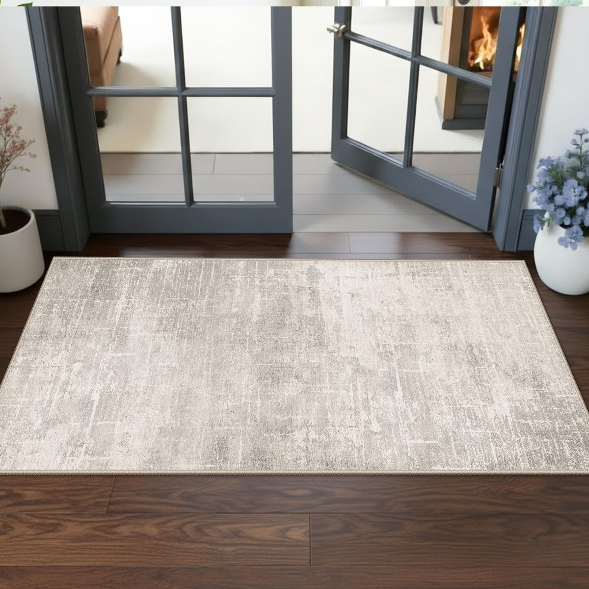 Hallway Washable Runner Rug - 2x10 Kitchen Rugs Entryway Rug Runner Vintage Soft Floor Mat Non Slip Indoor Farmhouse Carpet for Bathroom Living Room Bedroom (2 X 10, Beige)