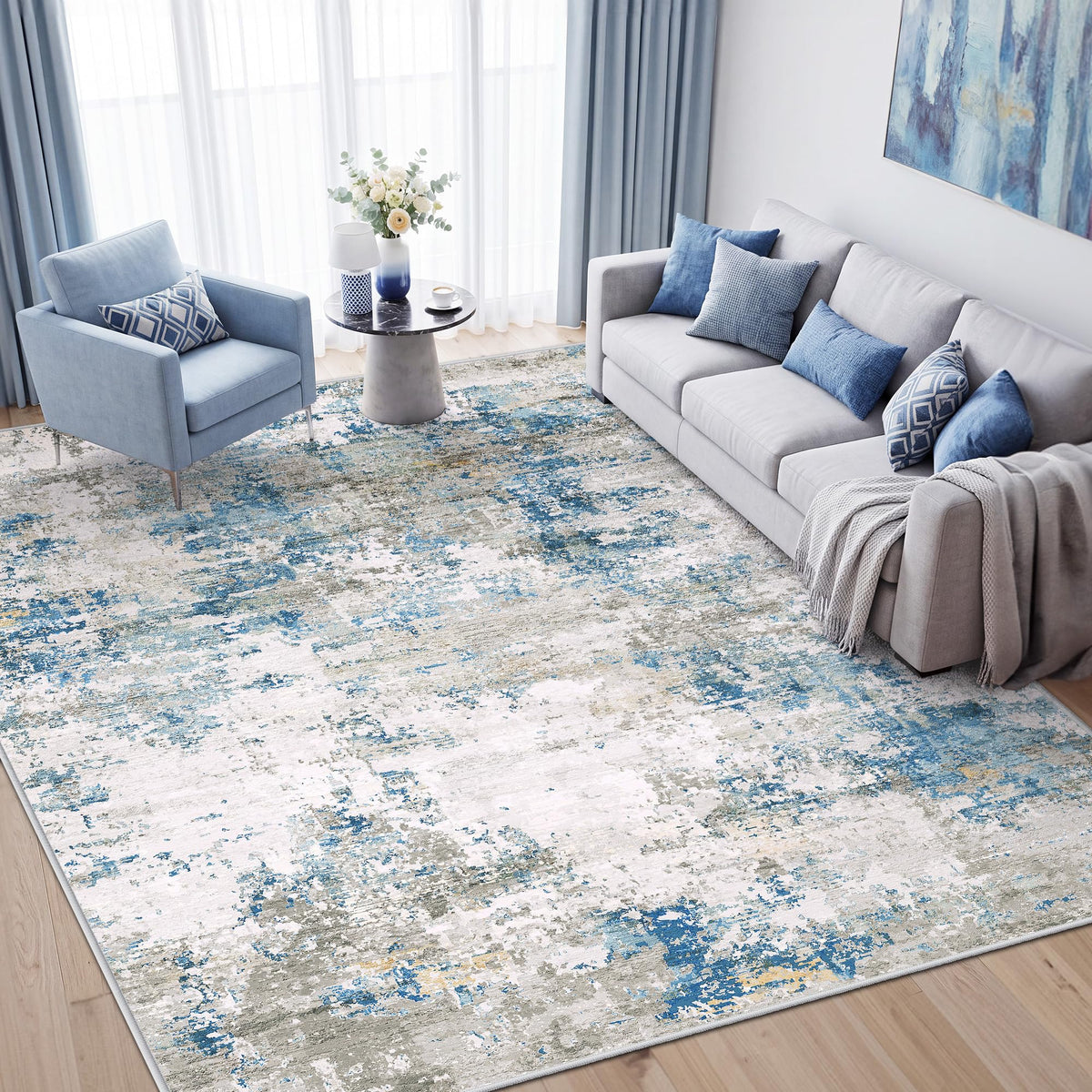 LIVELYGLOW 5x7 Washable Vintage Area Rug, Bedroom Dorm Rug
