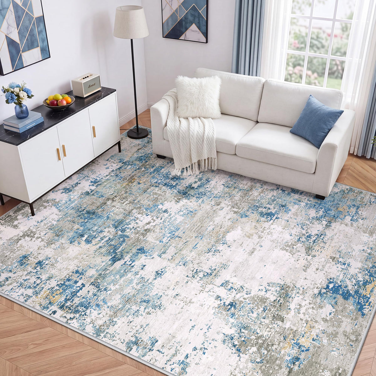 LIVELYGLOW 5x7 Washable Vintage Area Rug, Bedroom Dorm Rug