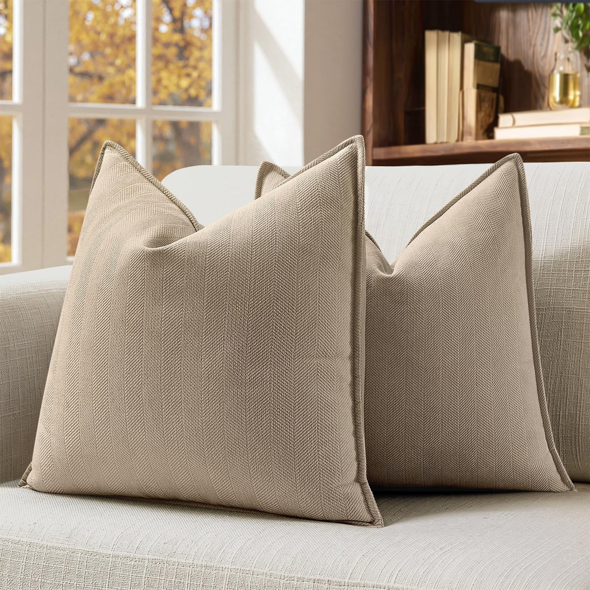 MIULEE Pack of 2 Sage Green Decorative Chenille Pillow Covers 20x20 Inch