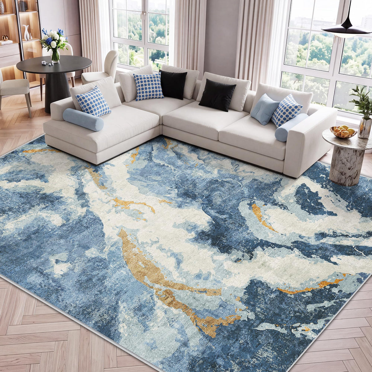 LIVELYGLOW 5x7 Washable Vintage Area Rug, Bedroom Dorm Rug