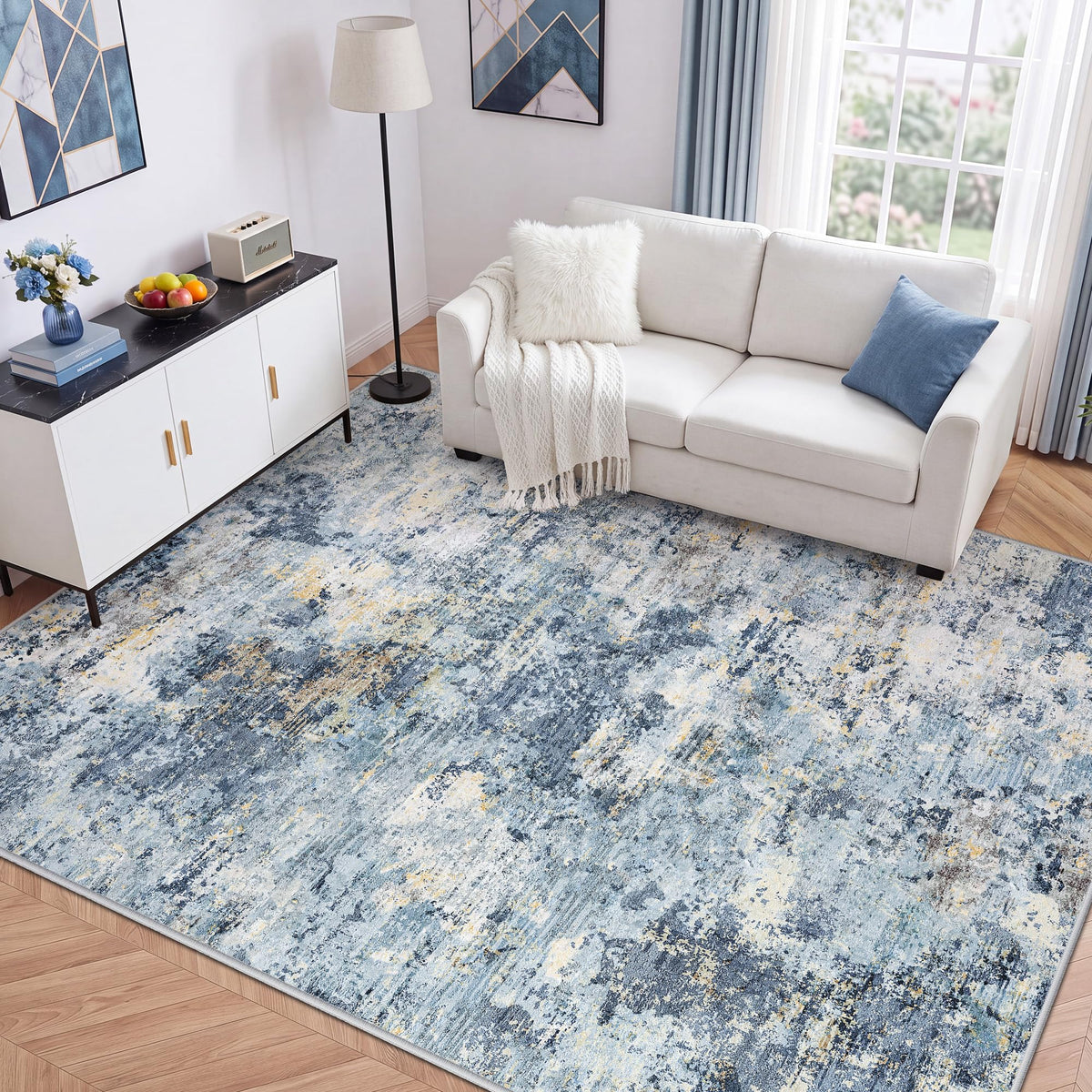 LIVELYGLOW 5x7 Washable Vintage Area Rug, Bedroom Dorm Rug