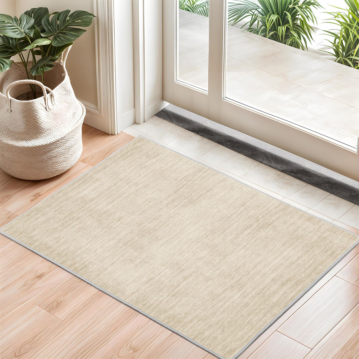 Valenrug Washable Rugs 5x7, Non Slip Large Area Rugs for Living Room, Beige