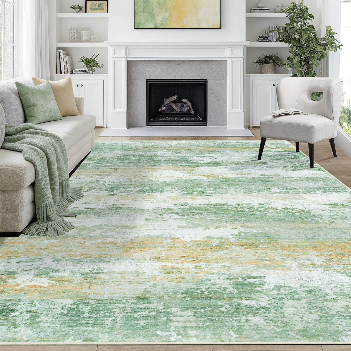 8x10 Area Rugs for Living Room Washable Bedroom Dining Room Blue Grey