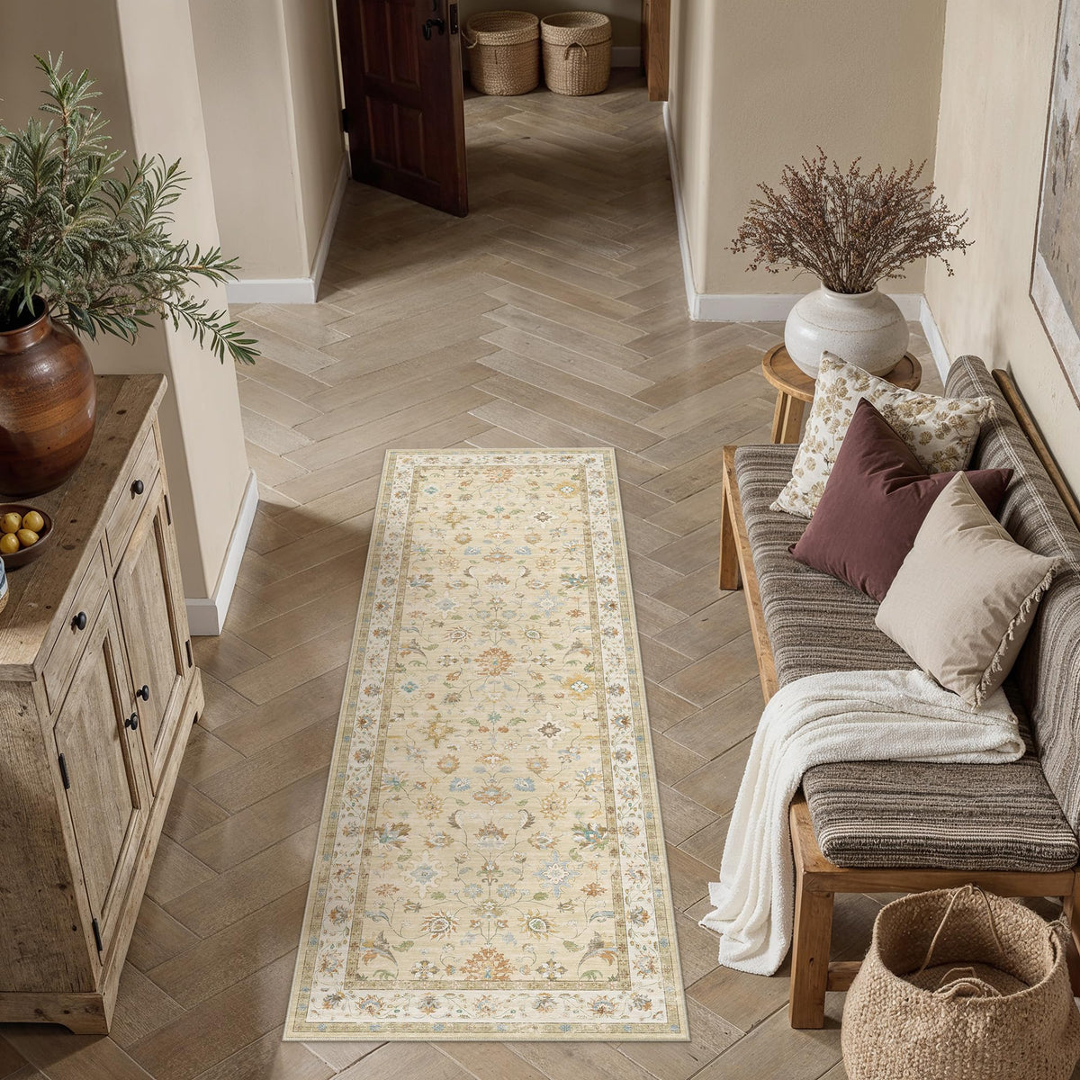 HUGEAR 3x5 Colorful Retro Floral Washable Area Rug for Entryway