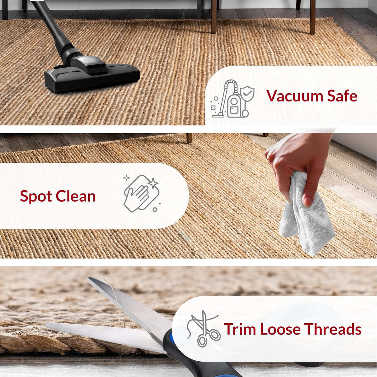 nuLOOM Rigo Natural Solid Flatweave Area Rug, 5' x 8'