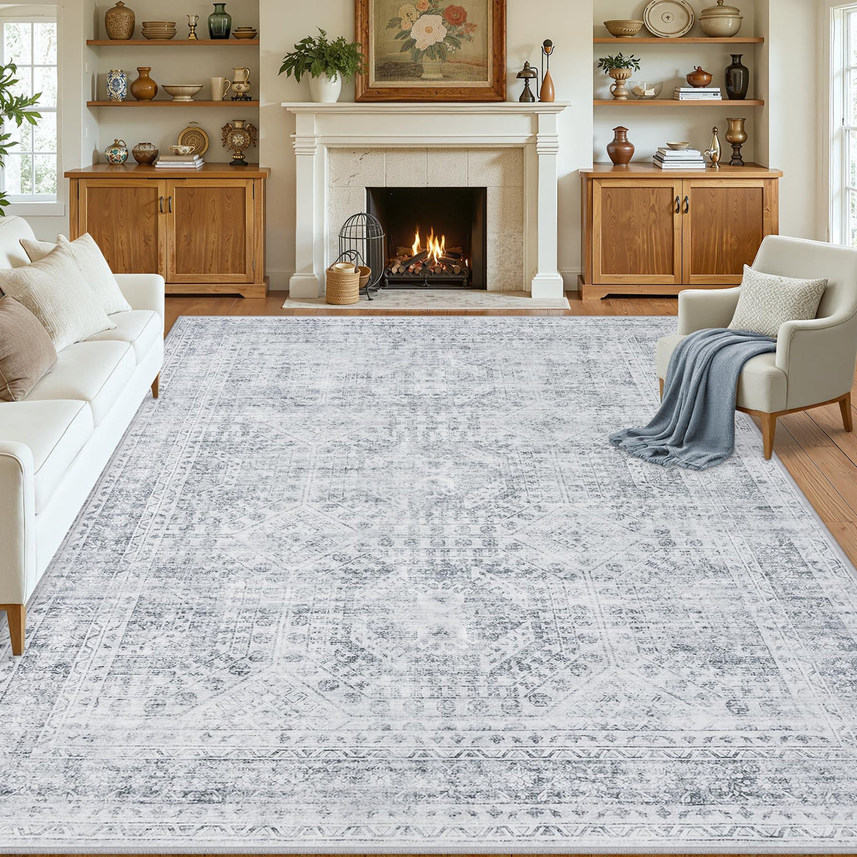 8x10 Area Rugs Living Room: Bedroom Neutral Washable Carpet Beige