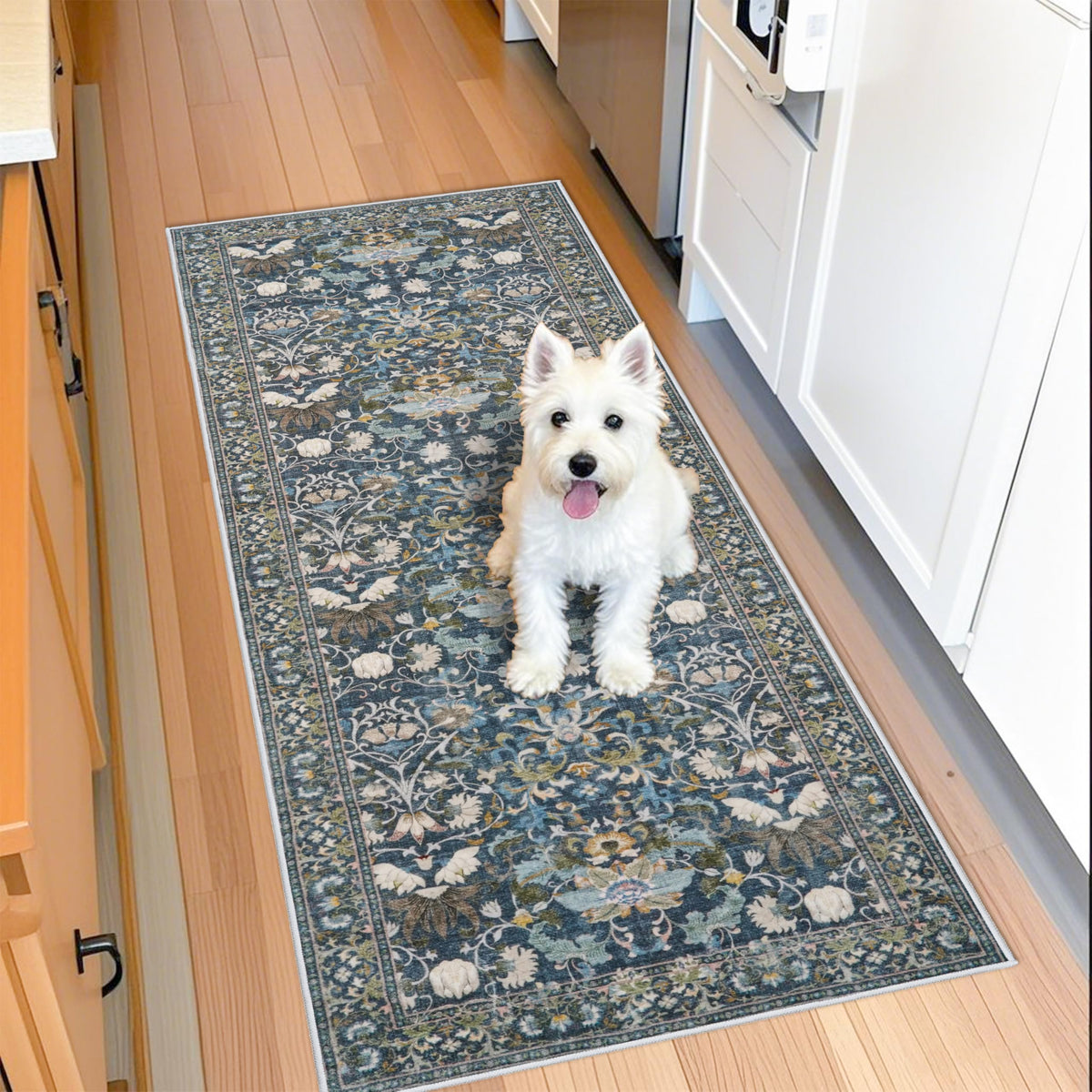 Hallway Washable Runner Rug - 2x10 Kitchen Rugs Entryway Rug Runner Vintage Soft Floor Mat Non Slip Indoor Farmhouse Carpet for Bathroom Living Room Bedroom (2 X 10, Beige)