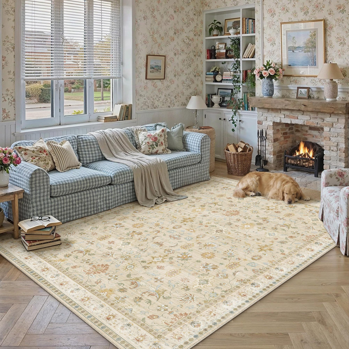 HUGEAR 3x5 Colorful Retro Floral Washable Area Rug for Entryway