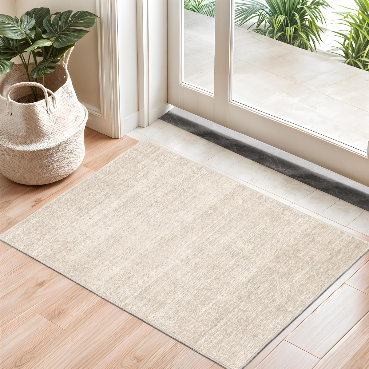 Valenrug Washable Rugs 5x7, Non Slip Large Area Rugs for Living Room, Beige
