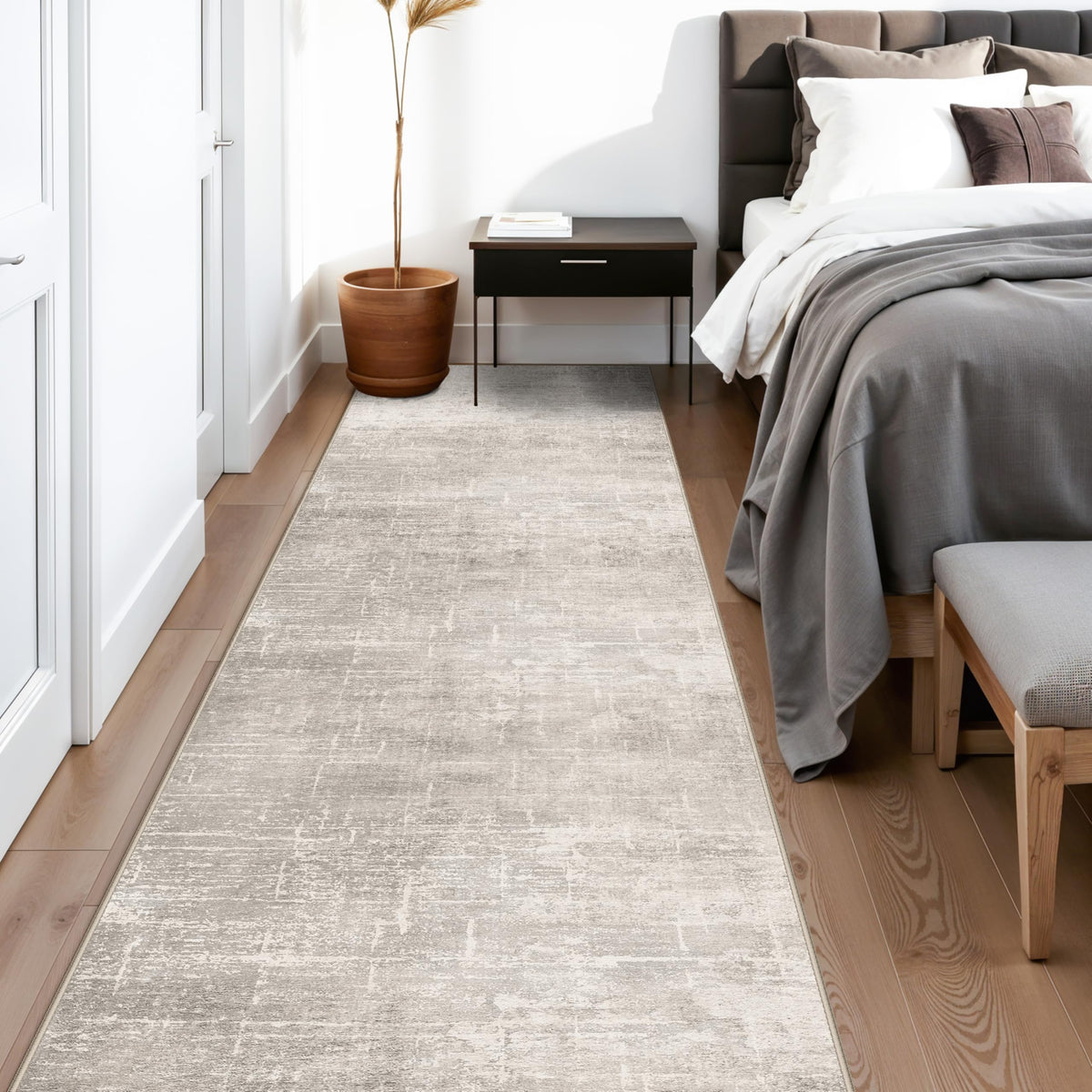 Hallway Washable Runner Rug - 2x10 Kitchen Rugs Entryway Rug Runner Vintage Soft Floor Mat Non Slip Indoor Farmhouse Carpet for Bathroom Living Room Bedroom (2 X 10, Beige)