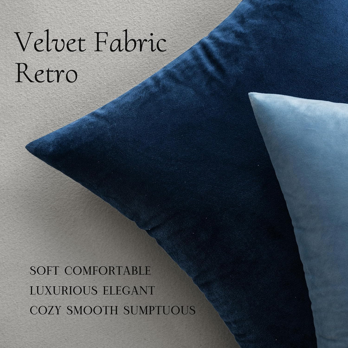 MIULEE Velvet Throw Pillow Covers 18x18 Inch Pack of 2 Dark Blue