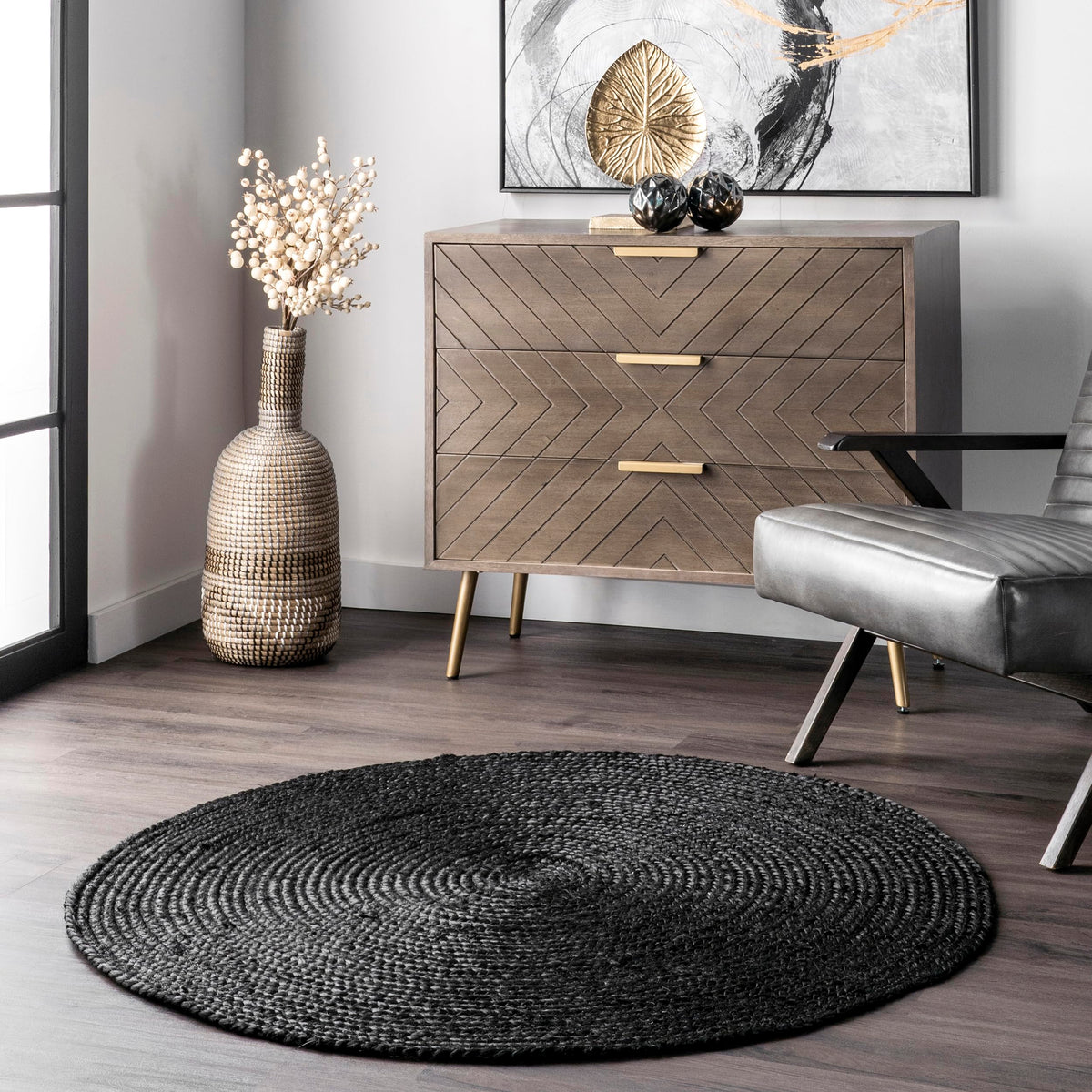 nuLOOM Rigo Natural Solid Flatweave Area Rug, 5' x 8'