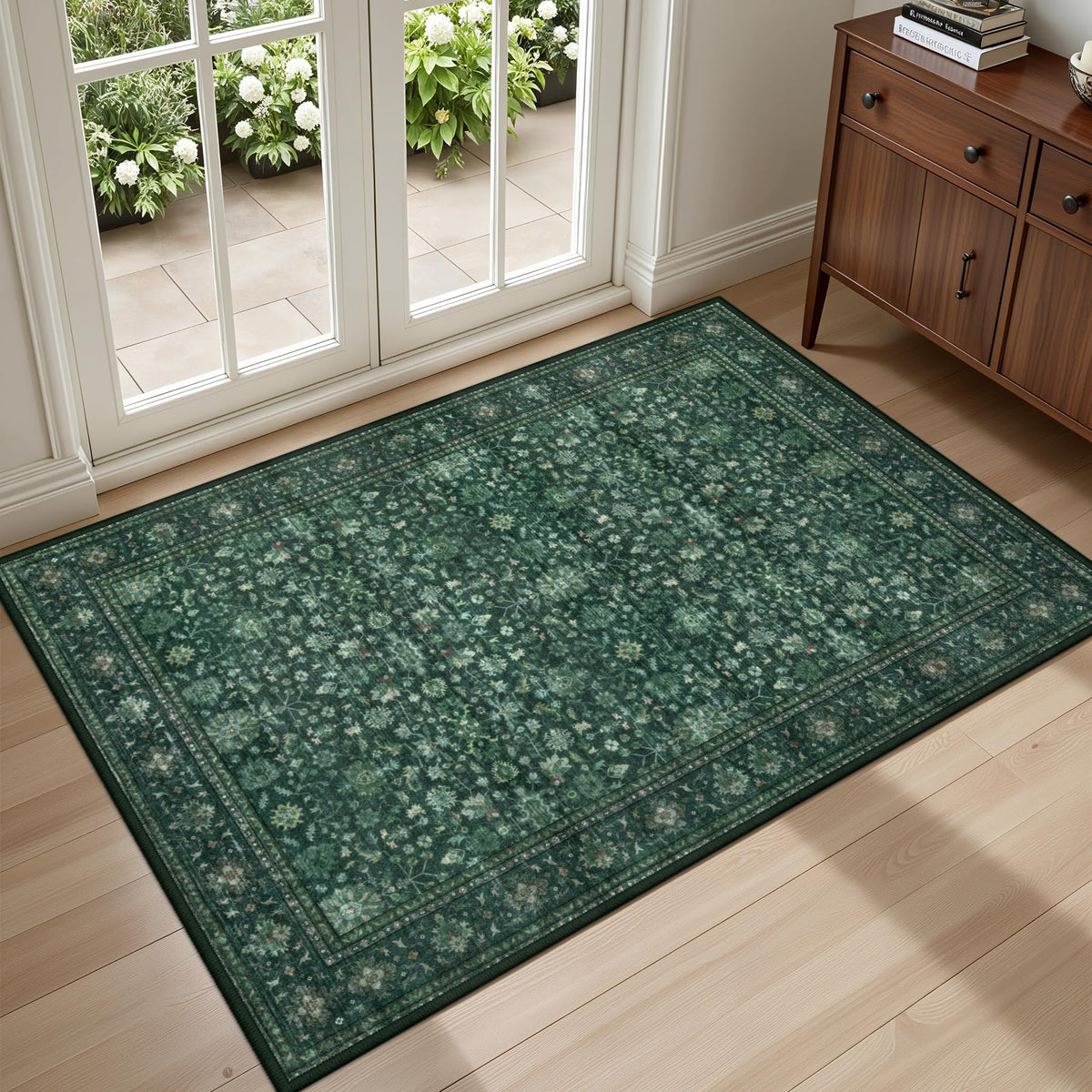 5x7 Area Rugs Living Room: Washable Vintage Rug for Bedroom Beige