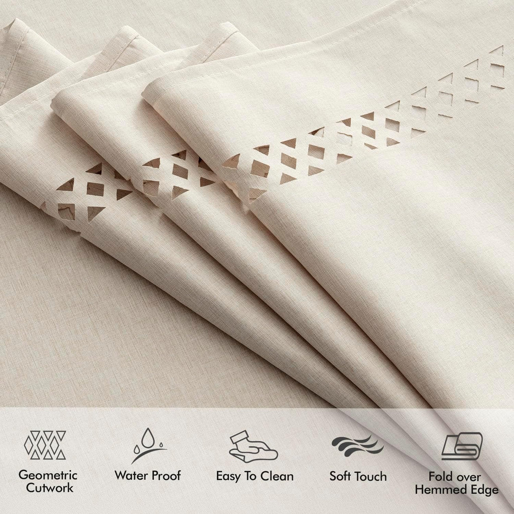 MIULEE Beige Rectangle Tablecloth with Decorative Cutouts 52x70 Inch