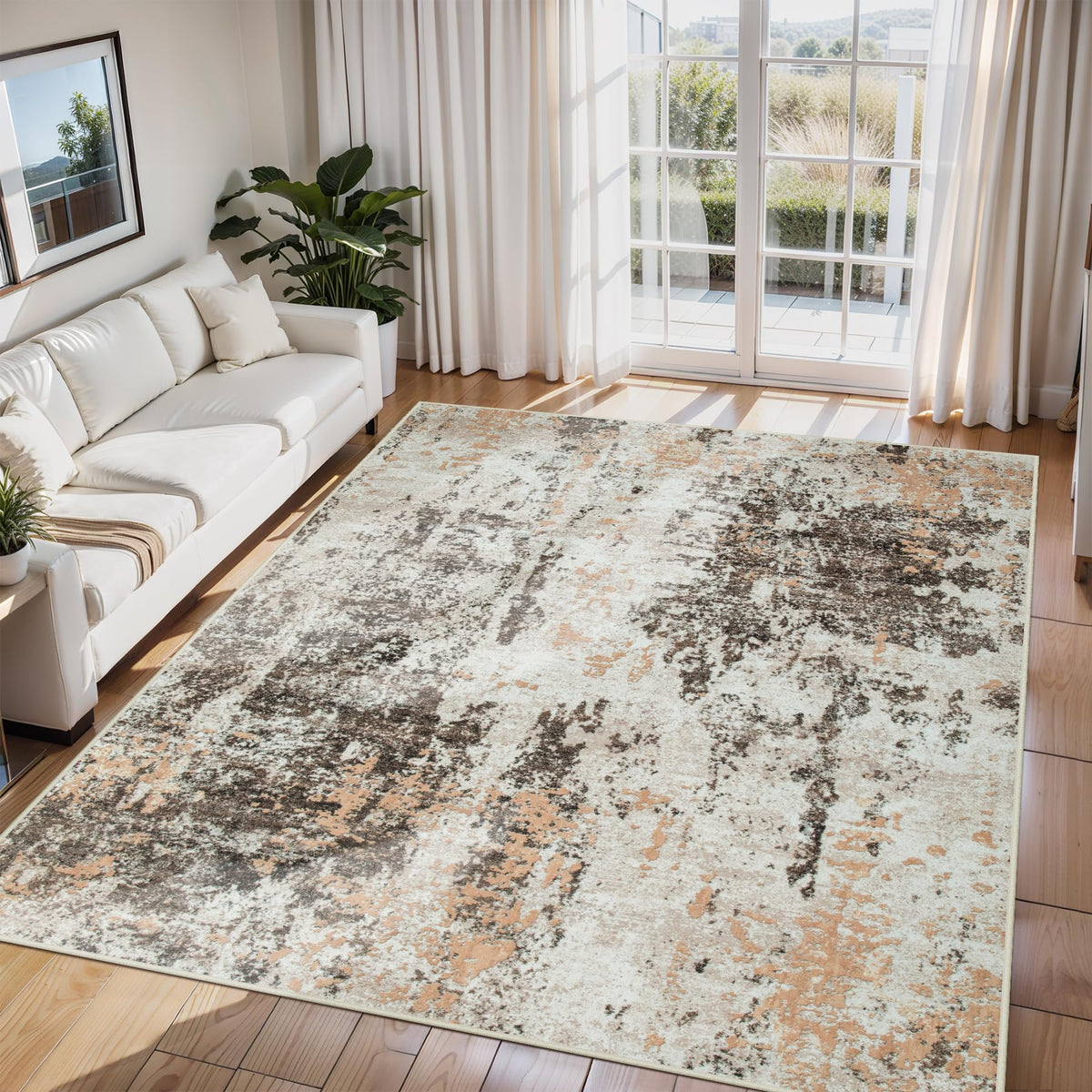 8x10 Area Rugs for Living Room Washable Bedroom Dining Room Blue Grey
