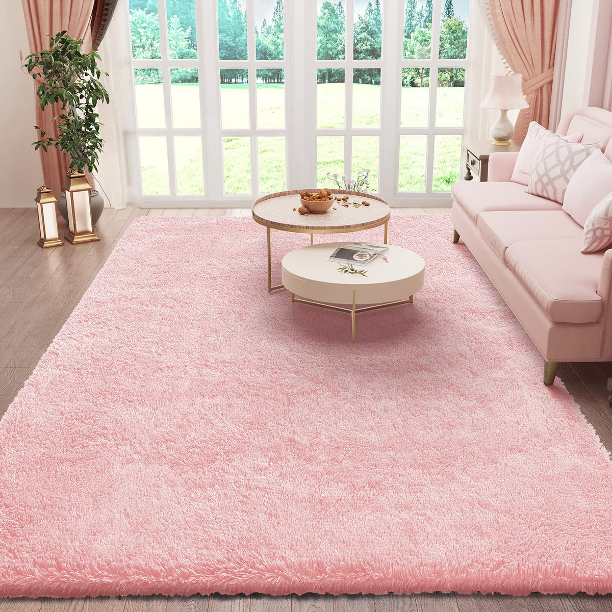 Ophanie Area Rugs for Bedroom, Christmas Upgrade Non-Slip Ivory Fluffy Soft Shag Living Room Carpet, Indoor Floor 4x6 Fuzzy Shaggy Plush Nursery Rug for Kids Dorm Decor with Over 99 pcs Pile fibers