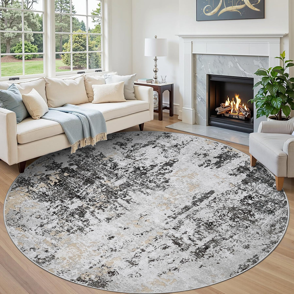 8x10 Area Rugs for Living Room Washable Bedroom Dining Room Blue Grey