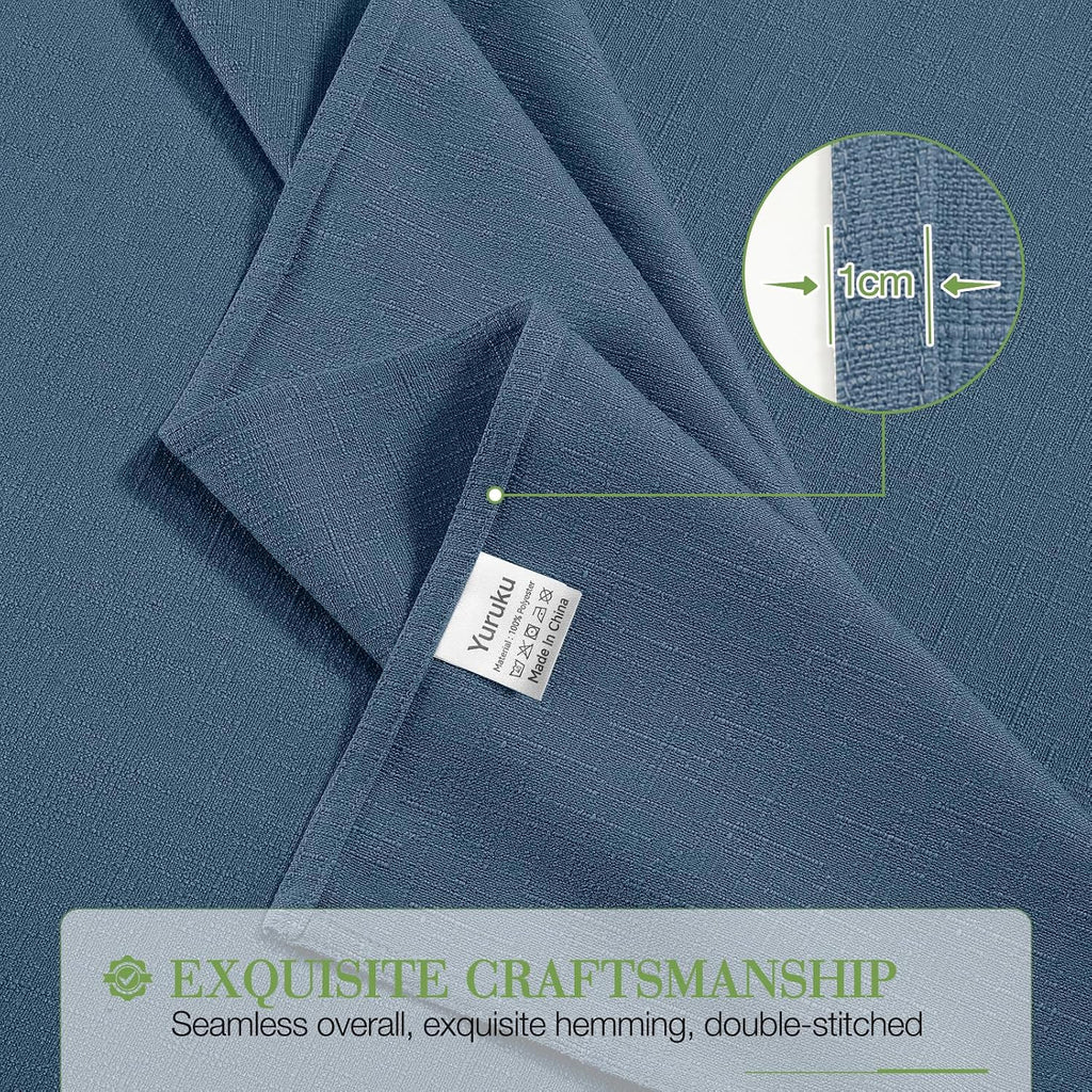 Heavy-Duty Faux Linen Tablecloth Rectangular 60 x 84in Navy Blue