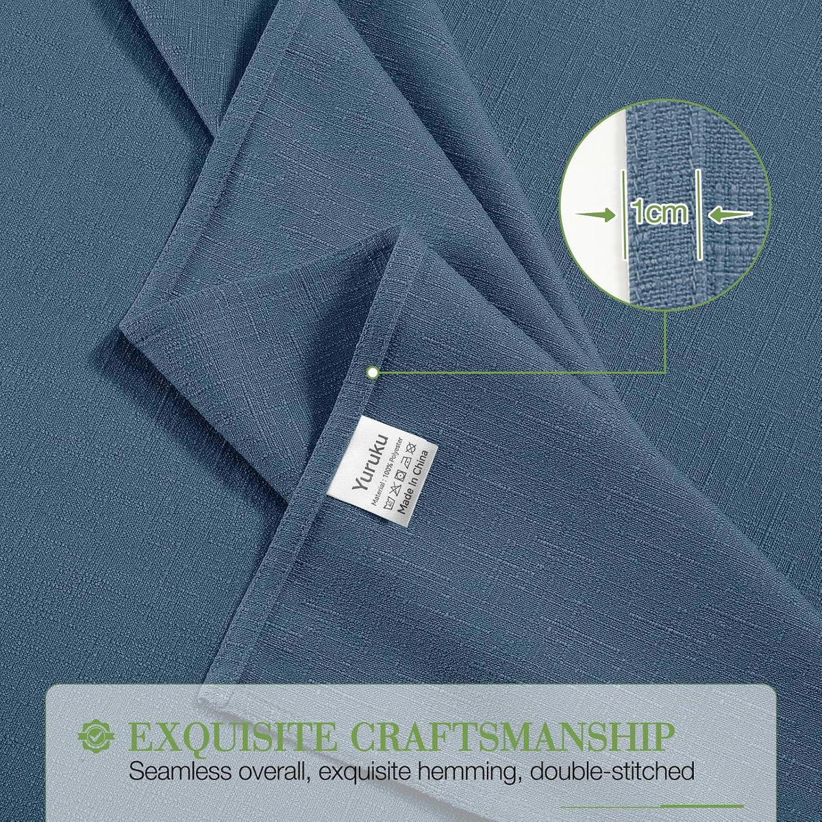 Heavy-Duty Faux Linen Tablecloth Rectangular 60 x 84in Navy Blue