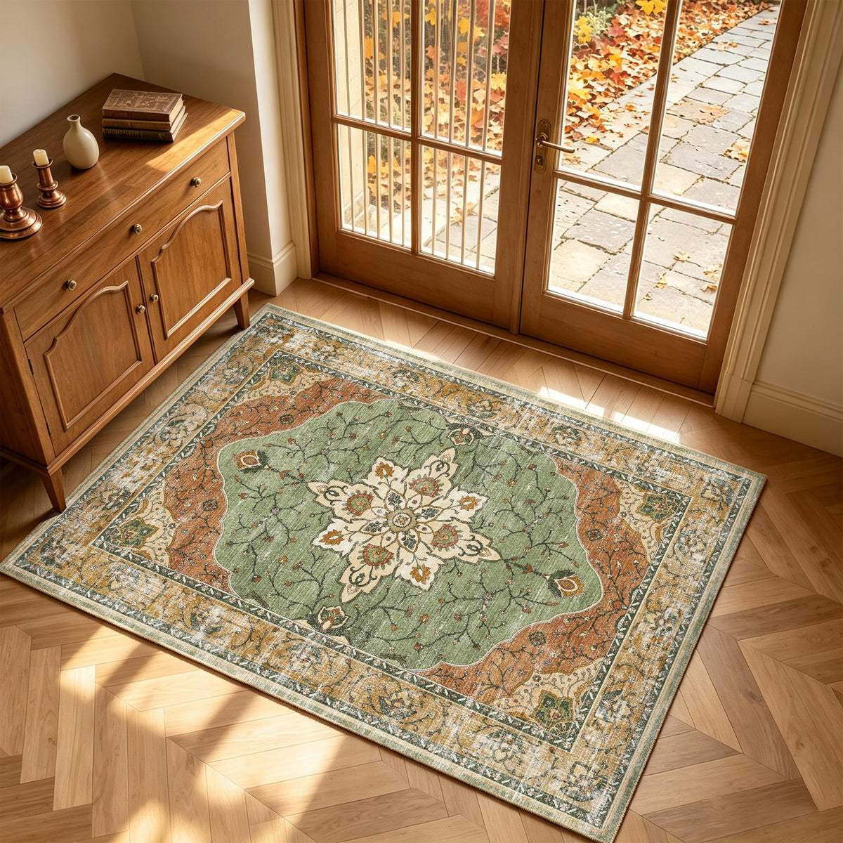 YARNSCAPE 2' x 3' Machine Washable Area Rug, Non-Slip Low-Pile Carpet