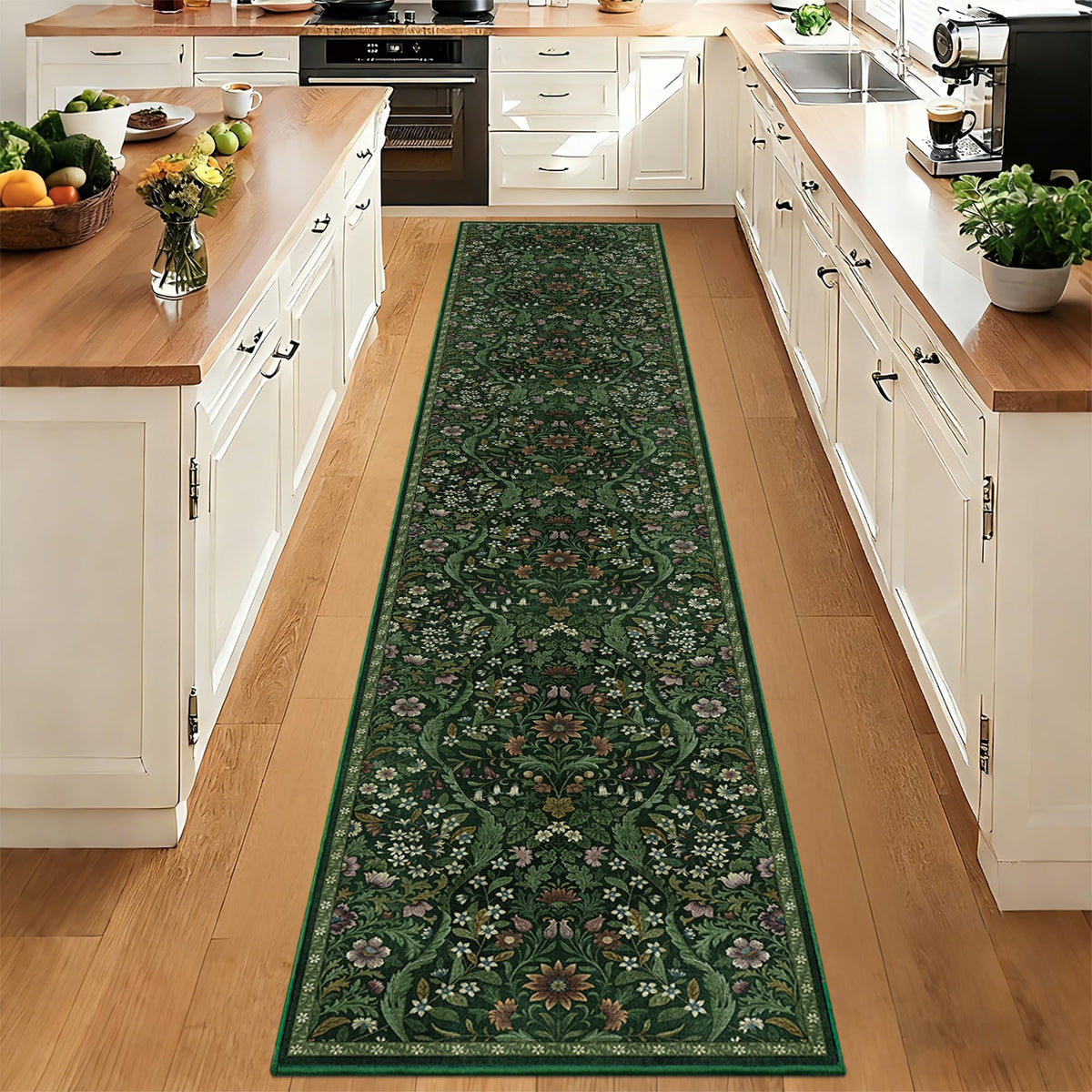 Floral Area Rug 5x7 Botanical Washable Carpet for Living Room