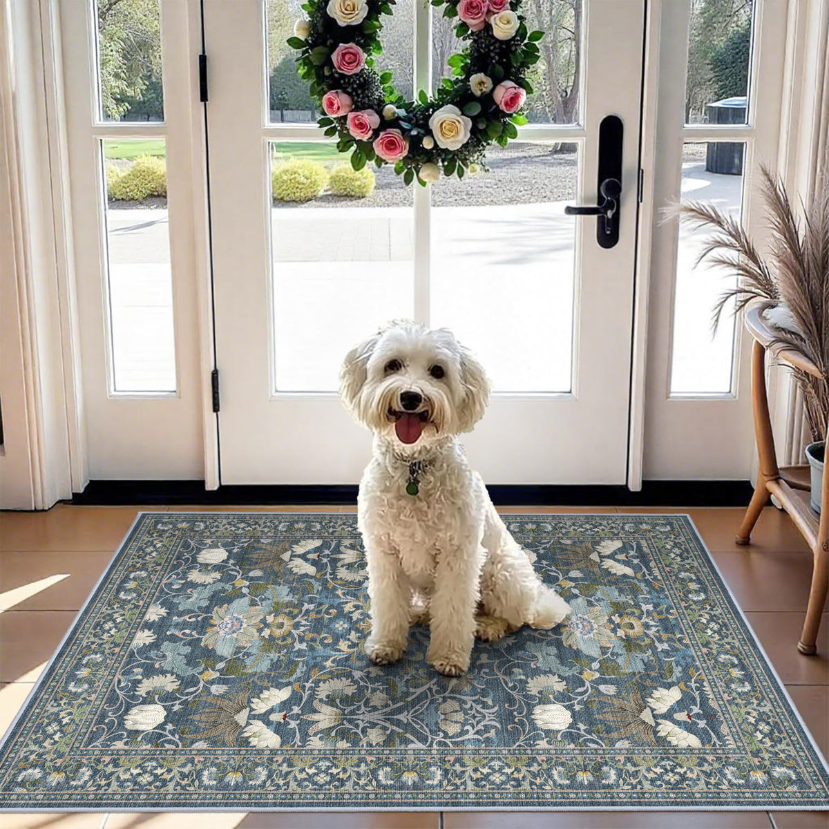 Hallway Washable Runner Rug - 2x10 Kitchen Rugs Entryway Rug Runner Vintage Soft Floor Mat Non Slip Indoor Farmhouse Carpet for Bathroom Living Room Bedroom (2 X 10, Beige)