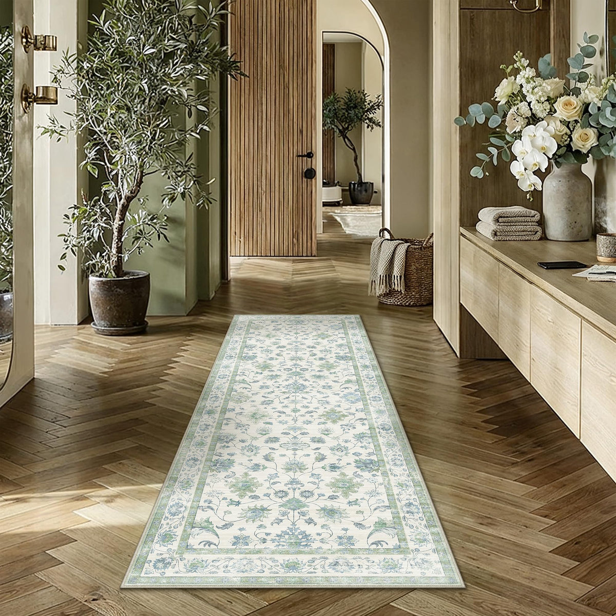 HUGEAR 3x5 Colorful Retro Floral Washable Area Rug for Entryway